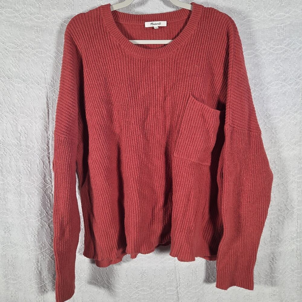 Madewell Coral Knit Sweater Womens 3X Chunky Crewneck Oversized Cozy Casual
